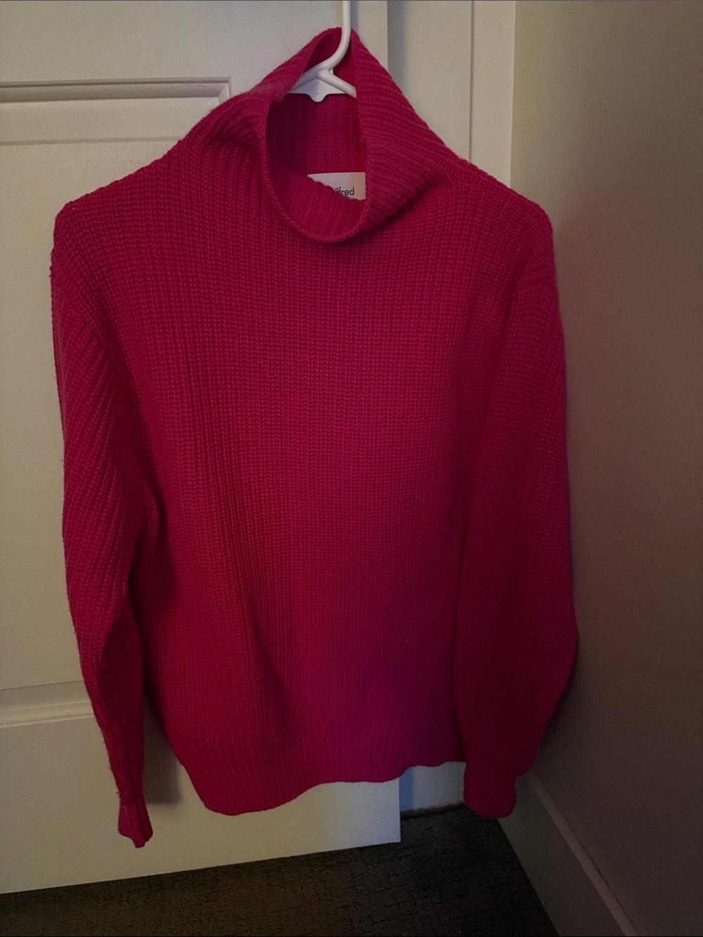 Aritzia Bright Pink Ribbed Turtleneck Sweater